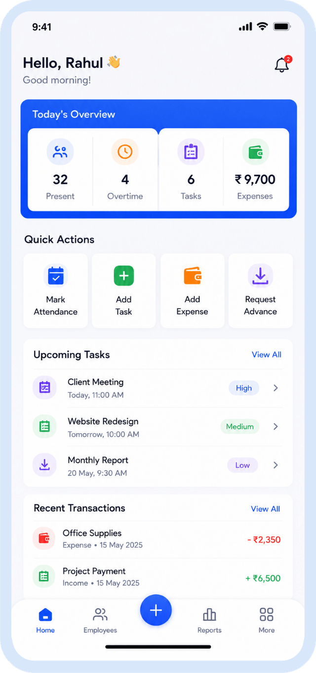 Staffbook app screen
